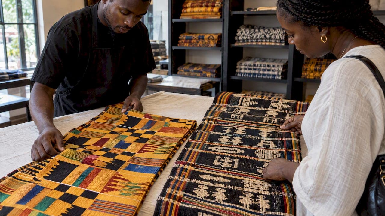 Spot Ashanti vs Ewe Kente: Silk Geometry vs Cotton Figures for Buyers